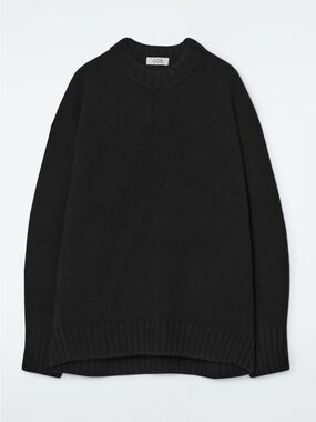 COS Black Chunky Pure Cashmere Crew-Neck Sweater